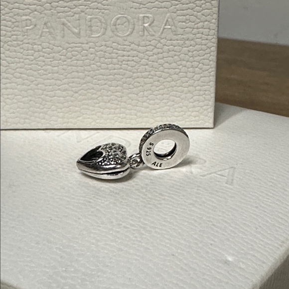 Pandora great shape I love my mom locket frame dangle heart clear pave charm - Picture 3 of 5